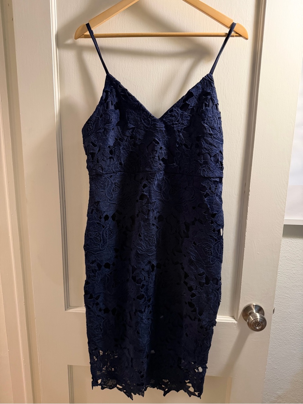 Boohoo Navy Crochet Lace Midi Dress